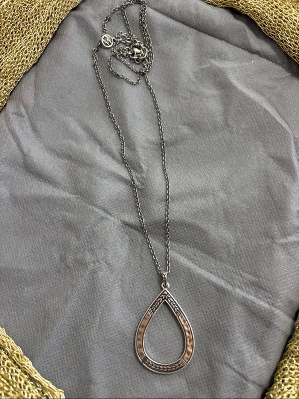 Sterling Silver Large Teardrop Pendant Necklace on Long Chain NEW